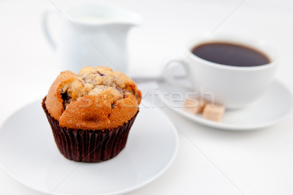 Muffin taza café blanco placas azúcar Foto stock © wavebreak_media