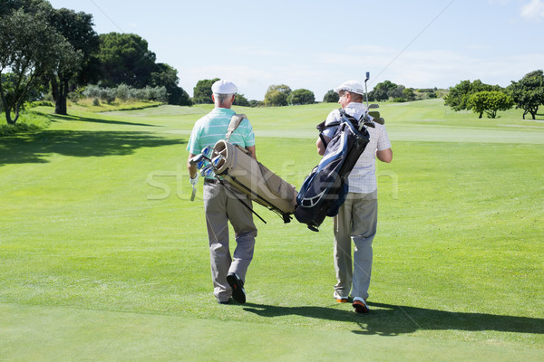 Golfer vrienden lopen golf zakken Stockfoto © wavebreak_media