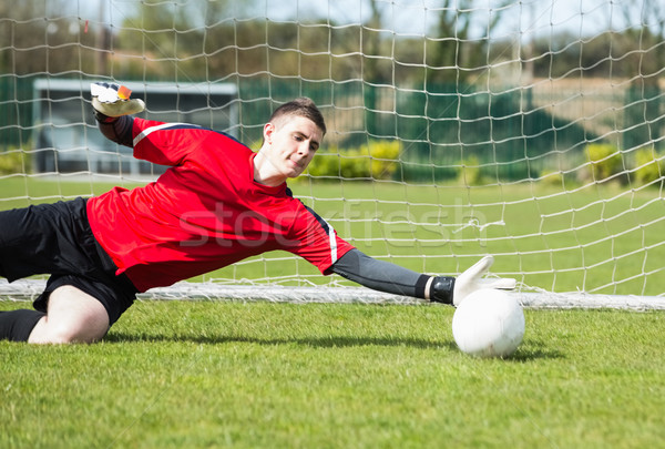 Kaleci kırmızı gol oyun çim Stok fotoğraf © wavebreak_media