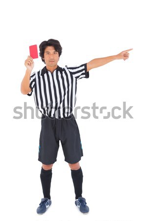 Foto stock: Popa · árbitro · vermelho · cartão · branco