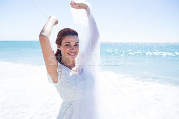 Friedlich Brünette genießen Luft Strand Frau Stock foto © wavebreak_media