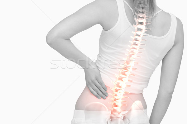 Sira spinarii femeie dureri de spate compozit digitala mâini roşu Imagine de stoc © wavebreak_media