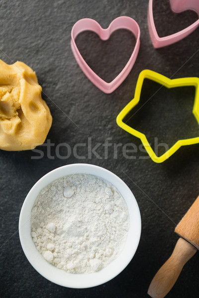 Overhead view of moulds flour and dough Stock photo © wavebreak_media