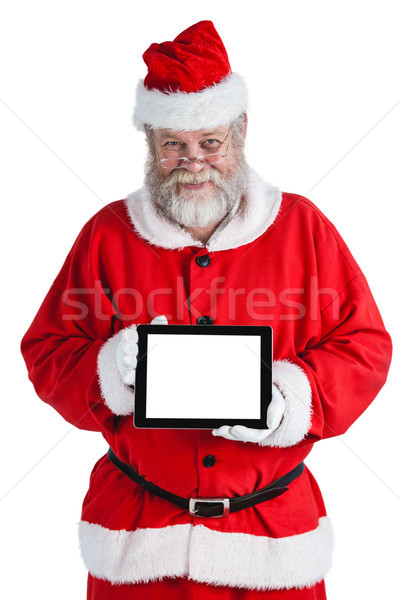 Foto d'archivio: Ritratto · babbo · natale · digitale · tablet · bianco