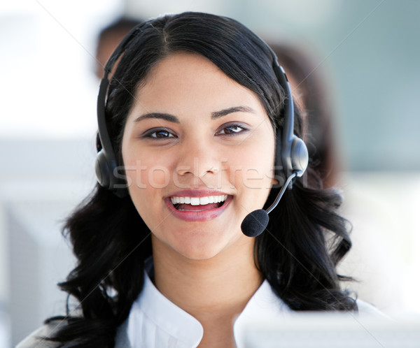 красивой деловая женщина гарнитура говорить клиентов Сток-фото © wavebreak_media