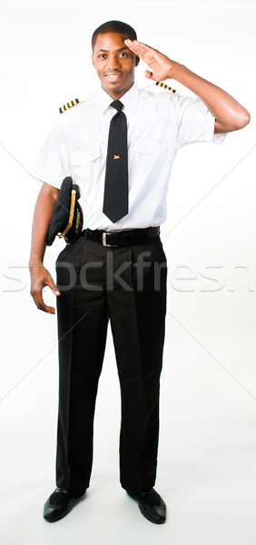 Tam uzunlukta fotoğraf pilot iş mutlu şapka Stok fotoğraf © wavebreak_media