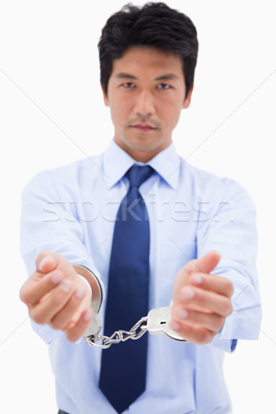 портрет бизнесмен наручники белый работу фон Сток-фото © wavebreak_media