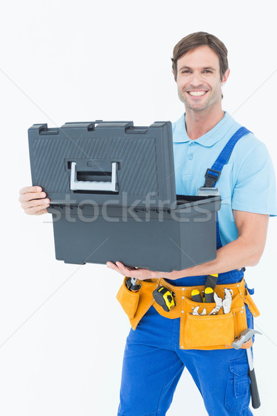 Charpentier ouverture boîte à outils portrait blanche homme Photo stock © wavebreak_media