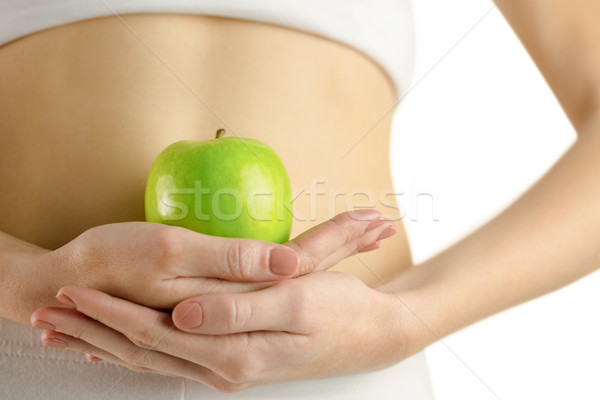 [[stock_photo]]: Mince · femme · vert · pomme · blanche