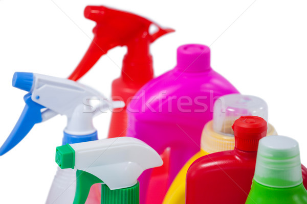Detergent bottles and containers arranged on white background Stock photo © wavebreak_media