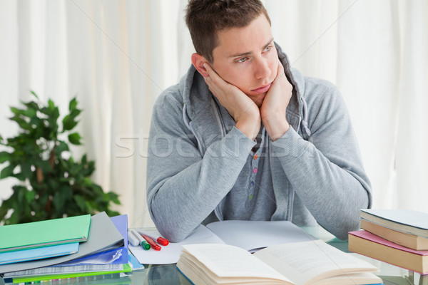 Cansado estudiante libros manos casa habitación Foto stock © wavebreak_media