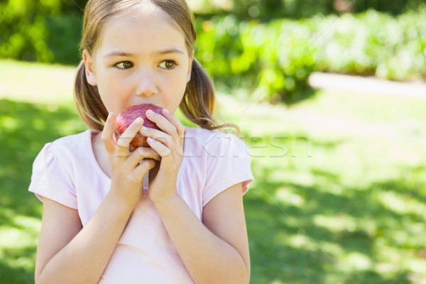 Güzel genç kız yeme elma park Stok fotoğraf © wavebreak_media