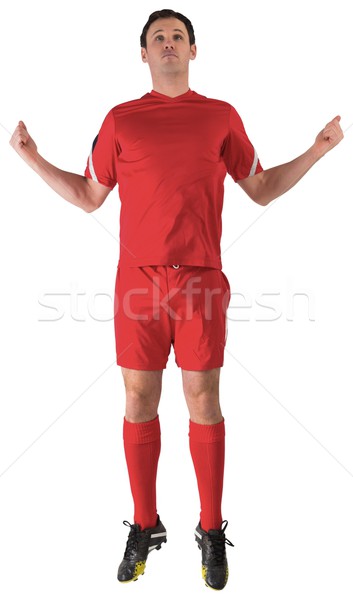 Stock fotó: Futballista · piros · ugrik · fehér · férfi · futball