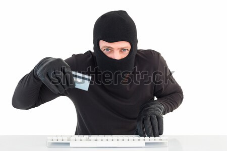 Hacker kártya arculat fehér internet férfi Stock fotó © wavebreak_media