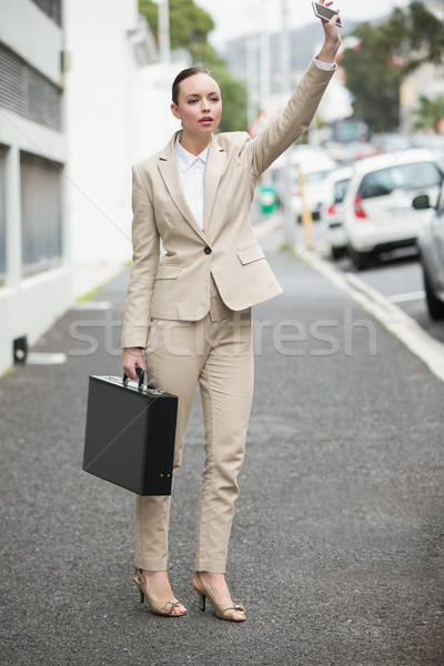 Jóvenes mujer de negocios taxi fuera ciudad calle Foto stock © wavebreak_media