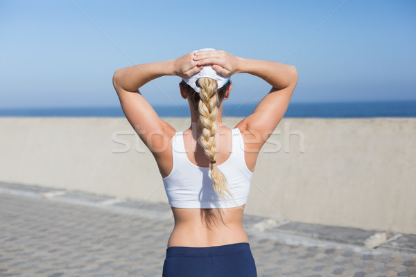 Fit blonde standing on the pier Stock photo © wavebreak_media