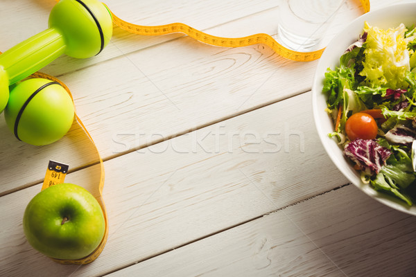 Mesa de madeira comida vidro saúde tabela Foto stock © wavebreak_media