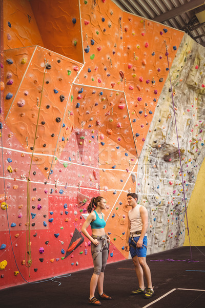 Fit couple at the rock climbing wall Stock photo © wavebreak_media