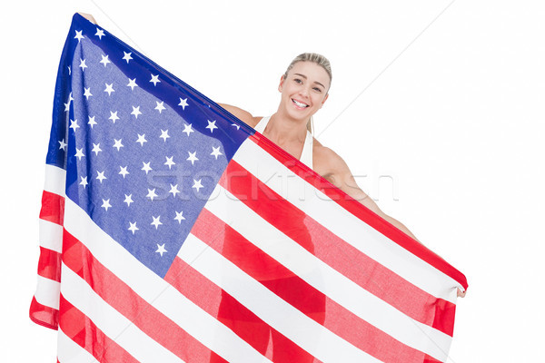 Kobiet sportowiec amerykańską flagę biały kobieta Zdjęcia stock © wavebreak_media