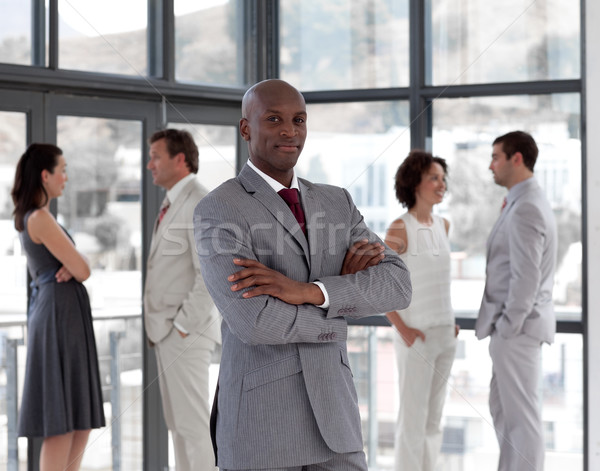 Atractiv masculin lider echipă femeie birou Imagine de stoc © wavebreak_media