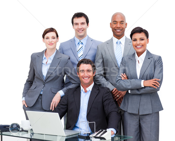 Portrait of a charismatic multi-ethnic business people working at a laptop in the office Stock photo © wavebreak_media