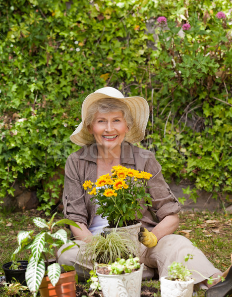 Ruhestand Frau arbeiten Garten Haar home Stock foto © wavebreak_media