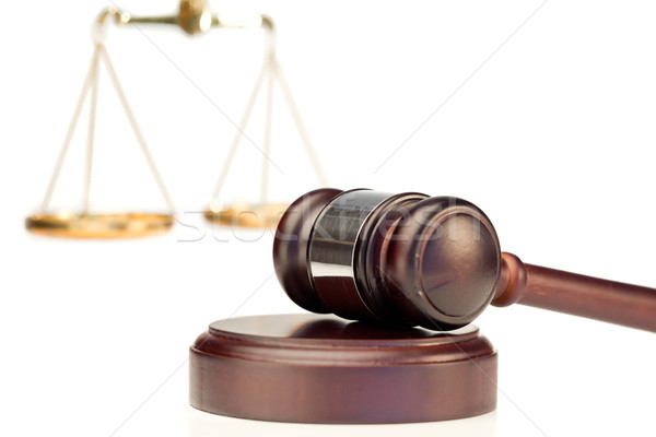 молоток масштаба правосудия белый древесины фон Сток-фото © wavebreak_media