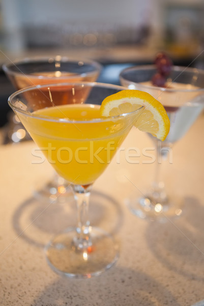Trois cocktails vue bar fruits [[stock_photo]] © wavebreak_media