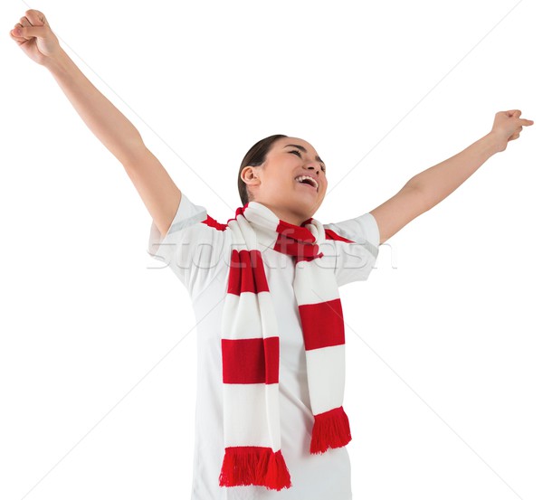 Opgewonden asian voetbal fan juichen witte Stockfoto © wavebreak_media
