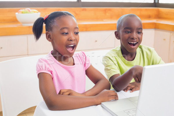 Cute siblings using laptop together Stock photo © wavebreak_media
