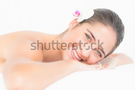 Beautiful brunette lying on a table massage  Stock photo © wavebreak_media