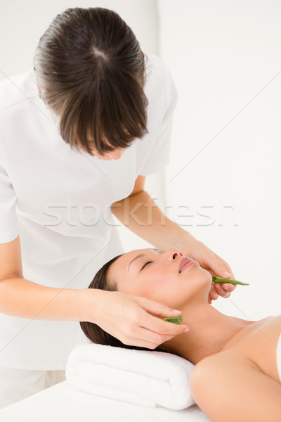 Atraente mulher jovem aloés massagem estância termal centro Foto stock © wavebreak_media