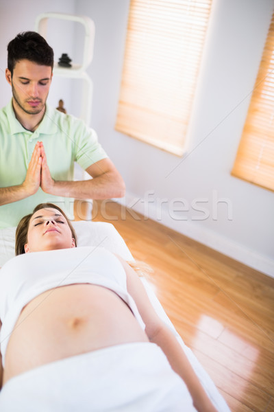 Hamile kadın reiki tedavi stüdyo vücut Stok fotoğraf © wavebreak_media