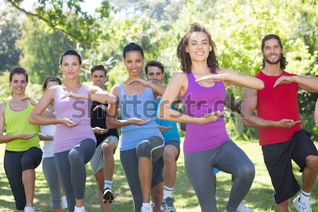 Female trainer instructing women while exercising in the boot camp Stock photo © wavebreak_media