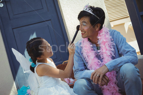 Stock foto: Cute · Tochter · Fee · Kostüm · Make-up · Gesicht