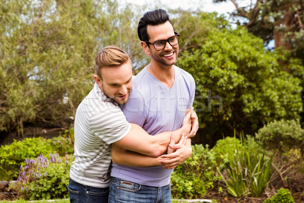 Gelukkig homo paar tuin man Stockfoto © wavebreak_media