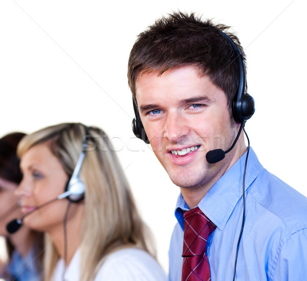 Handsome man in a call center  Stock photo © wavebreak_media