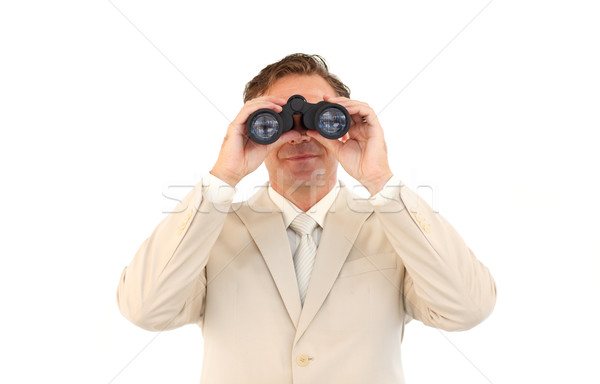 深刻 ビジネスマン 双眼鏡 白人 孤立した 白 ストックフォト © wavebreak_media