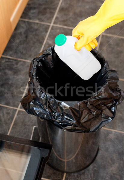 Stock photo: Close-up of a housewife cleaning 