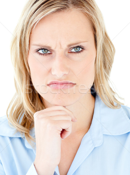 Porträt depressiv Frau weiß tragen Bluse Stock foto © wavebreak_media