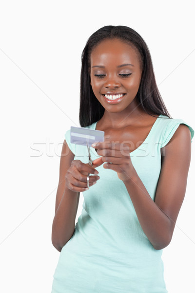 Feliz sonriendo jóvenes femenino tarjeta de crédito blanco Foto stock © wavebreak_media