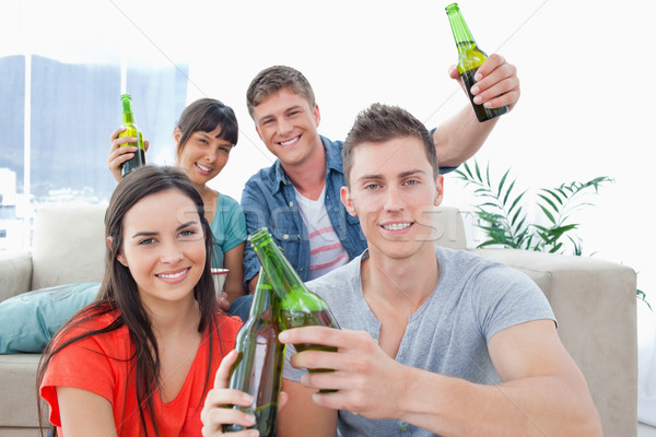 Boldog ünnepel csoport barátok üvegek boldogság Stock fotó © wavebreak_media