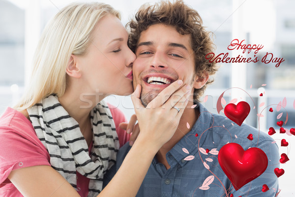 [[stock_photo]]: Image · femme · baiser · homme · joue