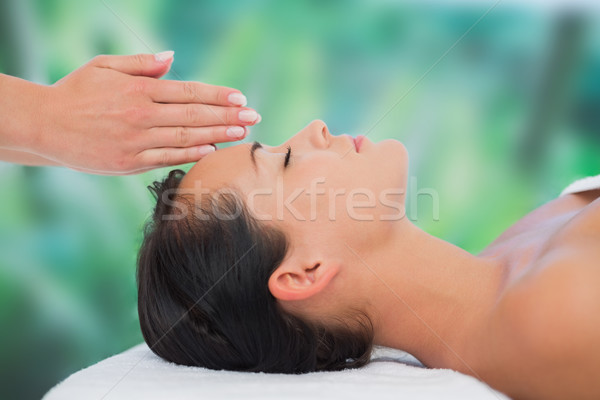 Foto stock: Hermosa · morena · reiki · terapia · lujo · spa