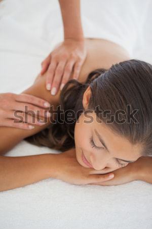 Gyönyörű barna hajú élvezi masszázs gyógyfürdő nő Stock fotó © wavebreak_media
