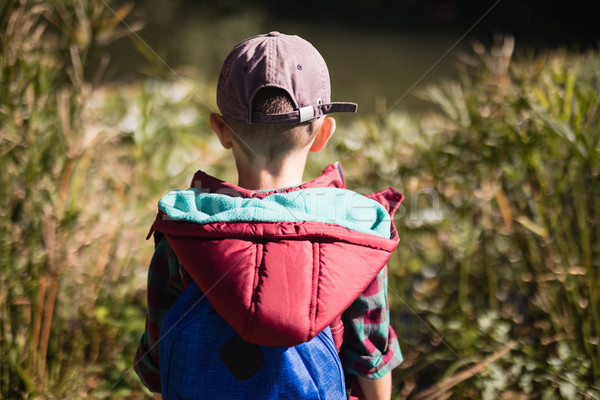Achteraanzicht jongen permanente bos cap Stockfoto © wavebreak_media