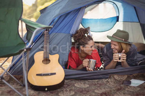 Couple parler détente tente heureux musique [[stock_photo]] © wavebreak_media