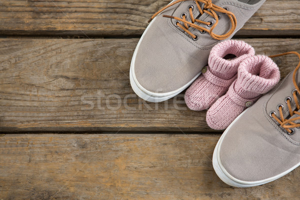 High angle view of shoes pairs on table Stock photo © wavebreak_media