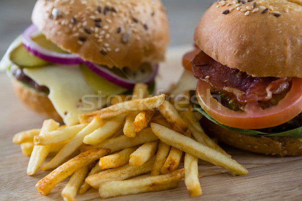 Close up of burgers with french fries Stock photo © wavebreak_media
