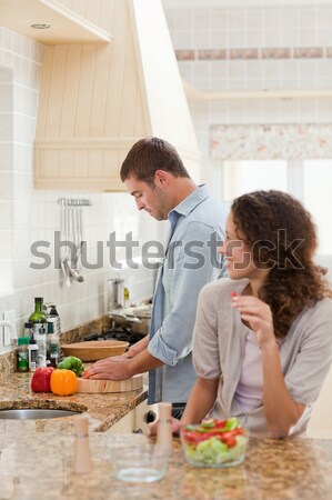 Couple letting their young child stir the salad Stock photo © wavebreak_media